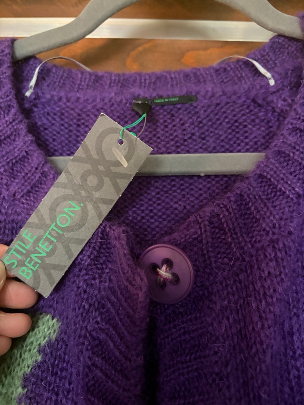 Stile Benetton Floral Knit Button-Front Women’s Cardigan Sweater - Picture 2 of 5